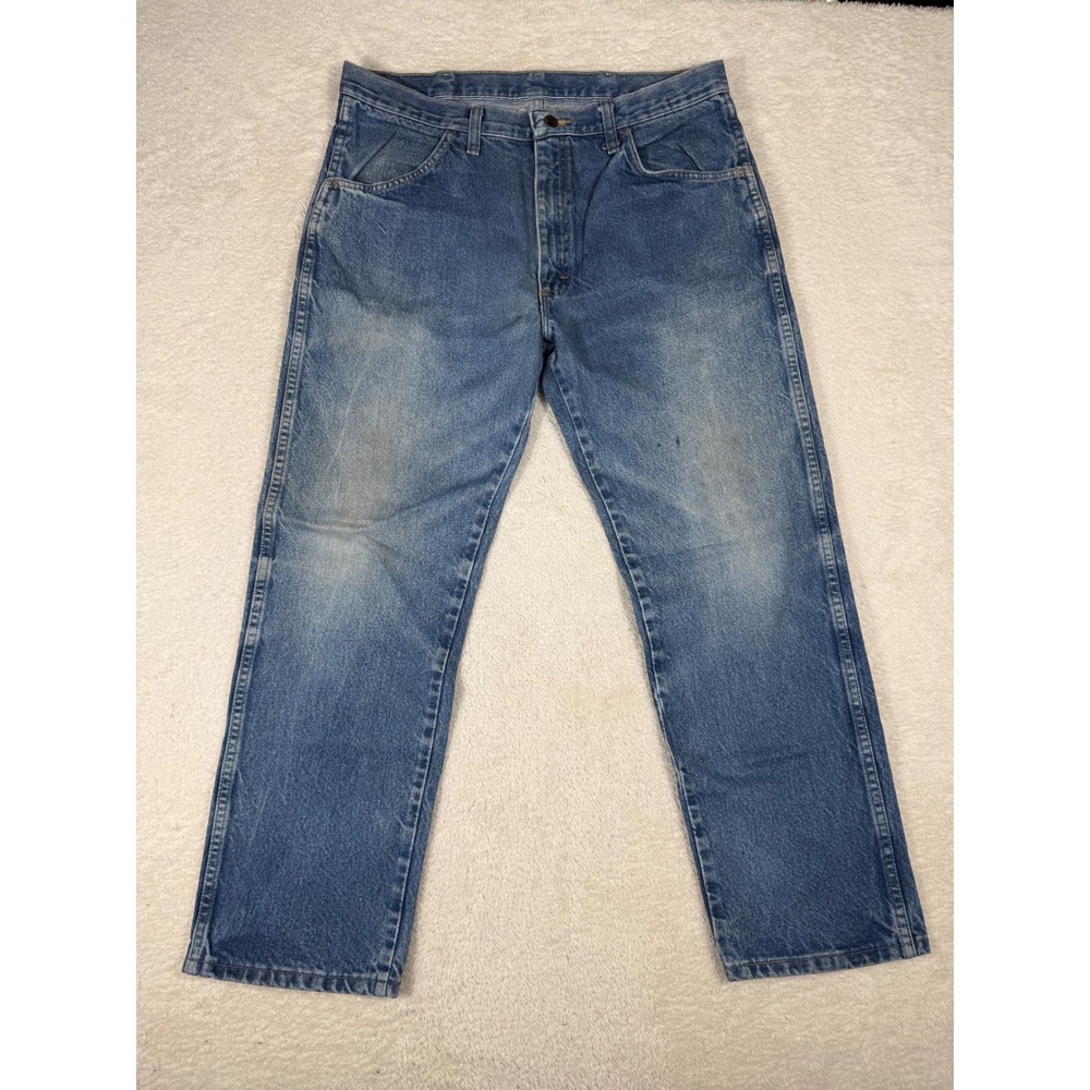 Rustler Regular Fit Jeans Mens 36x29 Blue Medium Wash Straight Leg Work 87619PW